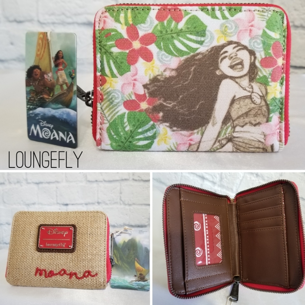 Loungefly Moana Disney Princess Floral Zip Wallet New Limited